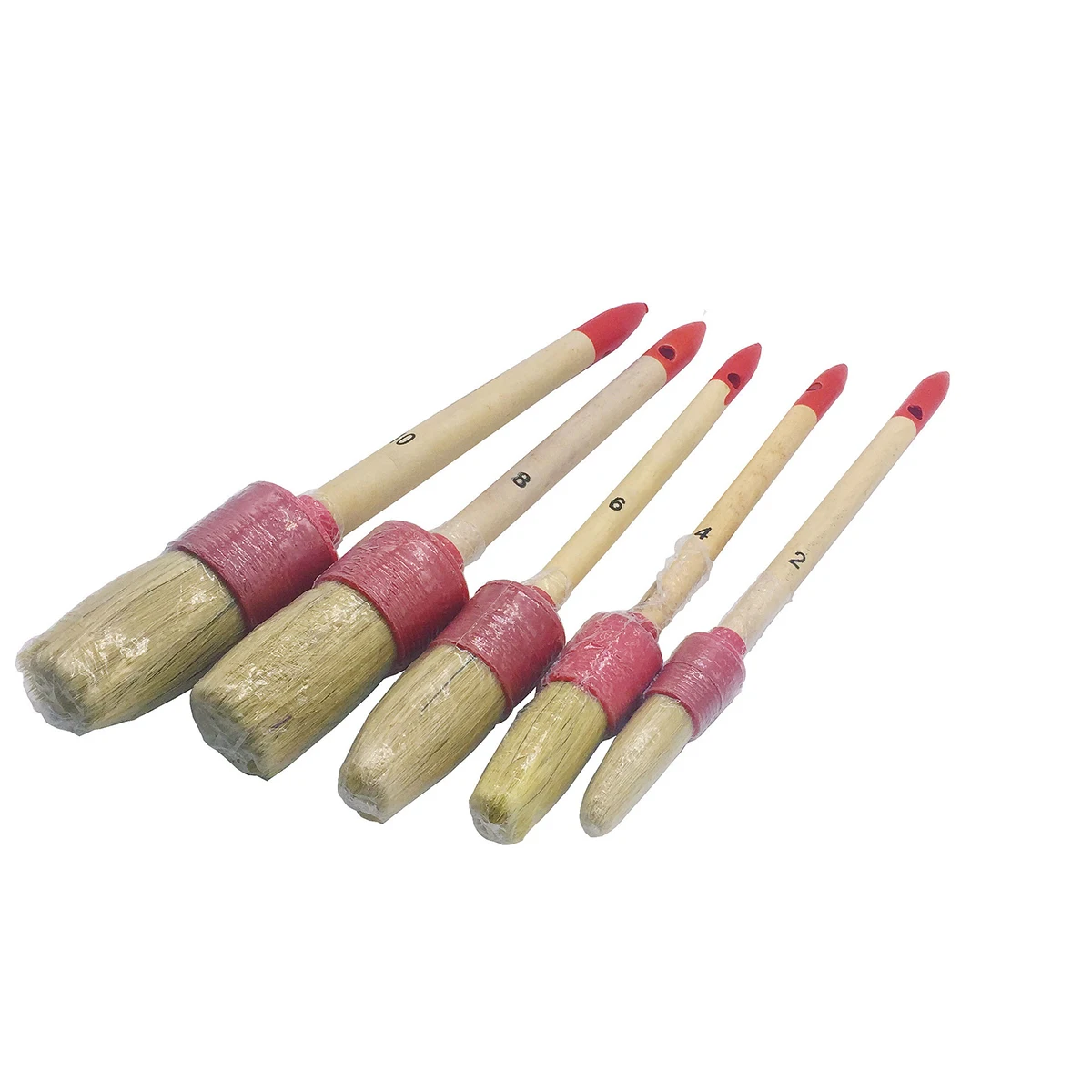 5pcs Boar Hair Detail Brush Set Bristle Cleaning Brush For Wheels Car Seat Leather Trim Air Vent Detailing Cleaning Brushes