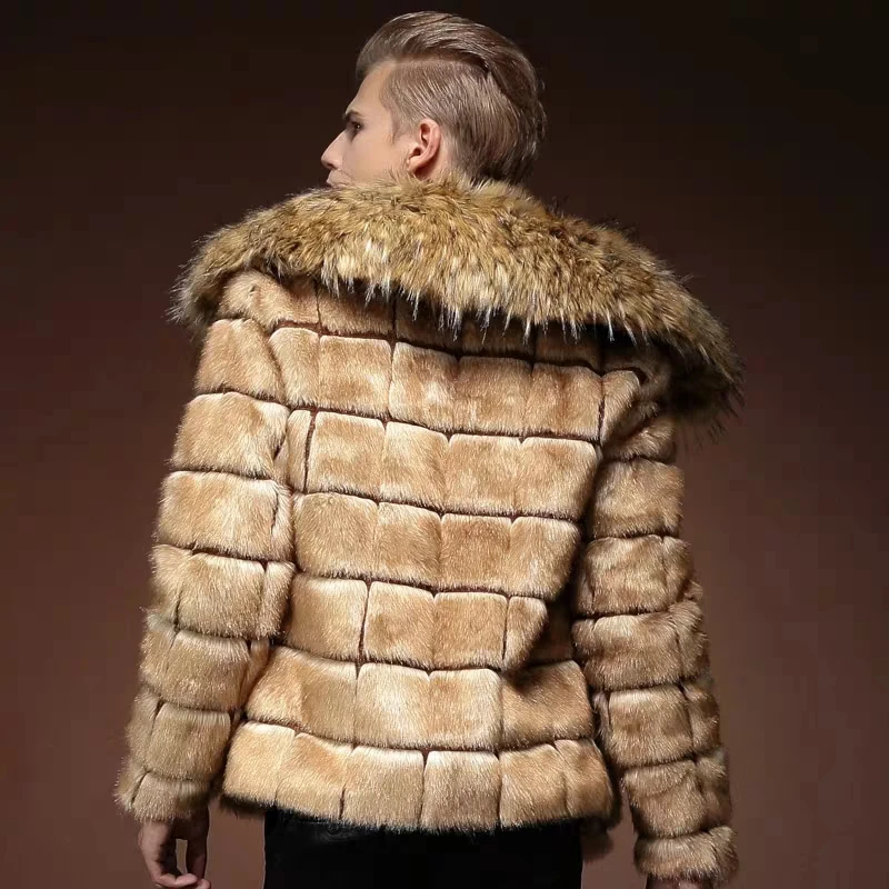 Новинка мужская одежда зимнее меховое пальто меховой воротник зимняя куртка для мужчин размера плюс модная мужская куртка fanzhuan 14126 Повседневная