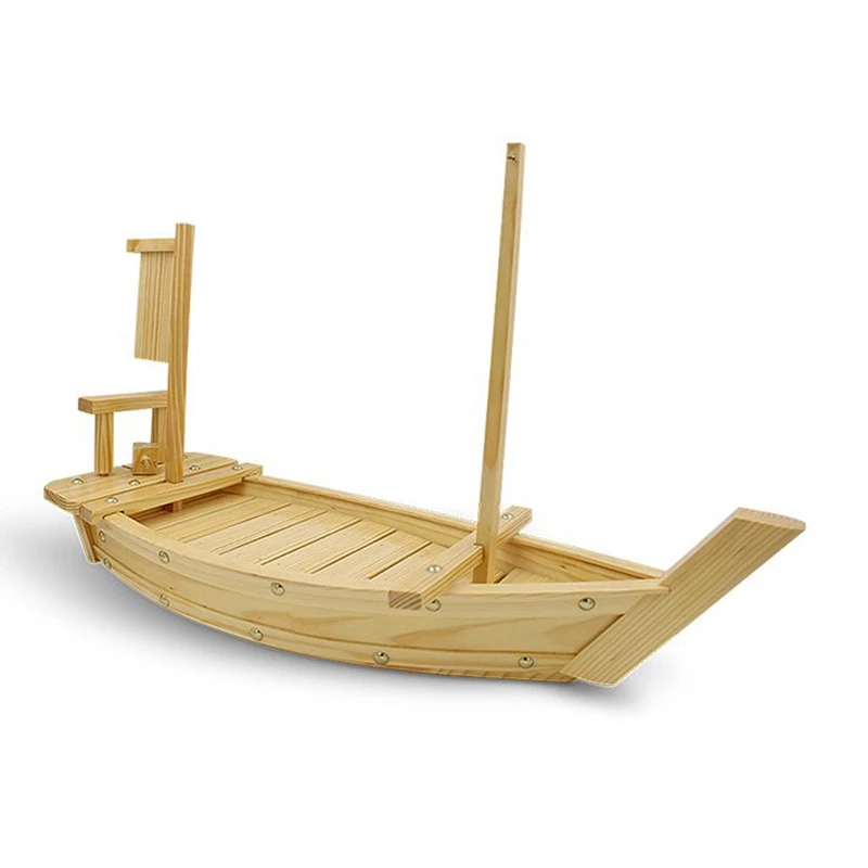 

Hot Sale Wooden Sushi Tray Serving Boat Plate Large Size 50cm For Restaurant