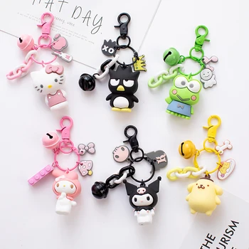 

Cartoon Hello Kitty Kuromi Pompom Melody Purin KEROKERO Cinnamoroll Keychain For Women Key Chains Ring Car Bag Pendent D583