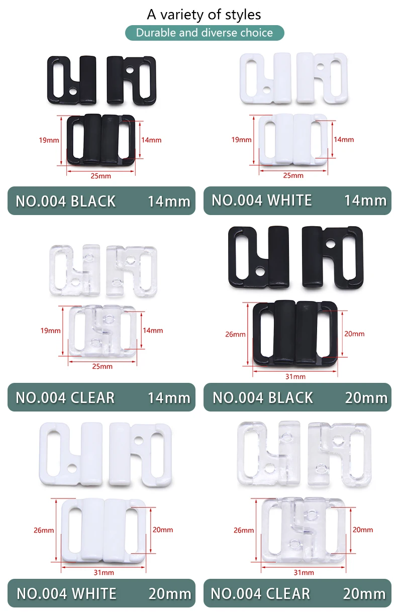 Description Picture 5 of itemNew 10pcs/lot Rectangle Tape Closure Hook & Clasp bra buckle Waist Extenders Sewing On Clothes Bra Clip Hook Accessories DIY