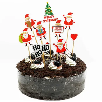 

1set Christmas cake topper santa claus snowman cupcake toppers Christmas decorations for home xmas natal navidad cake decor noel