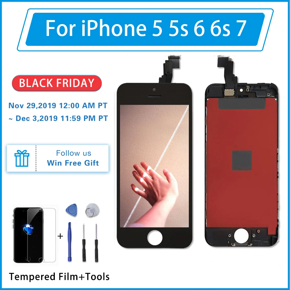 

Black&White LCD Display Replacement For iPhone 5 5s SE 6s 3D Touch Screen Digitizer Assembly No Dead Pixel For A1530 A1533 A1453