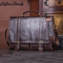 Retro Luxury Men's Briefcase Genuine Leather Business Handbag Laptop Document Messenger Bag Male Crossbody Shoulder Bolsas