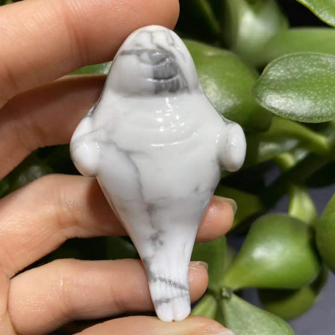 2 дюйма высокое качество натуральный драгоценный камень резьба howlite морской слон ручной резной кристалл морж для подарков