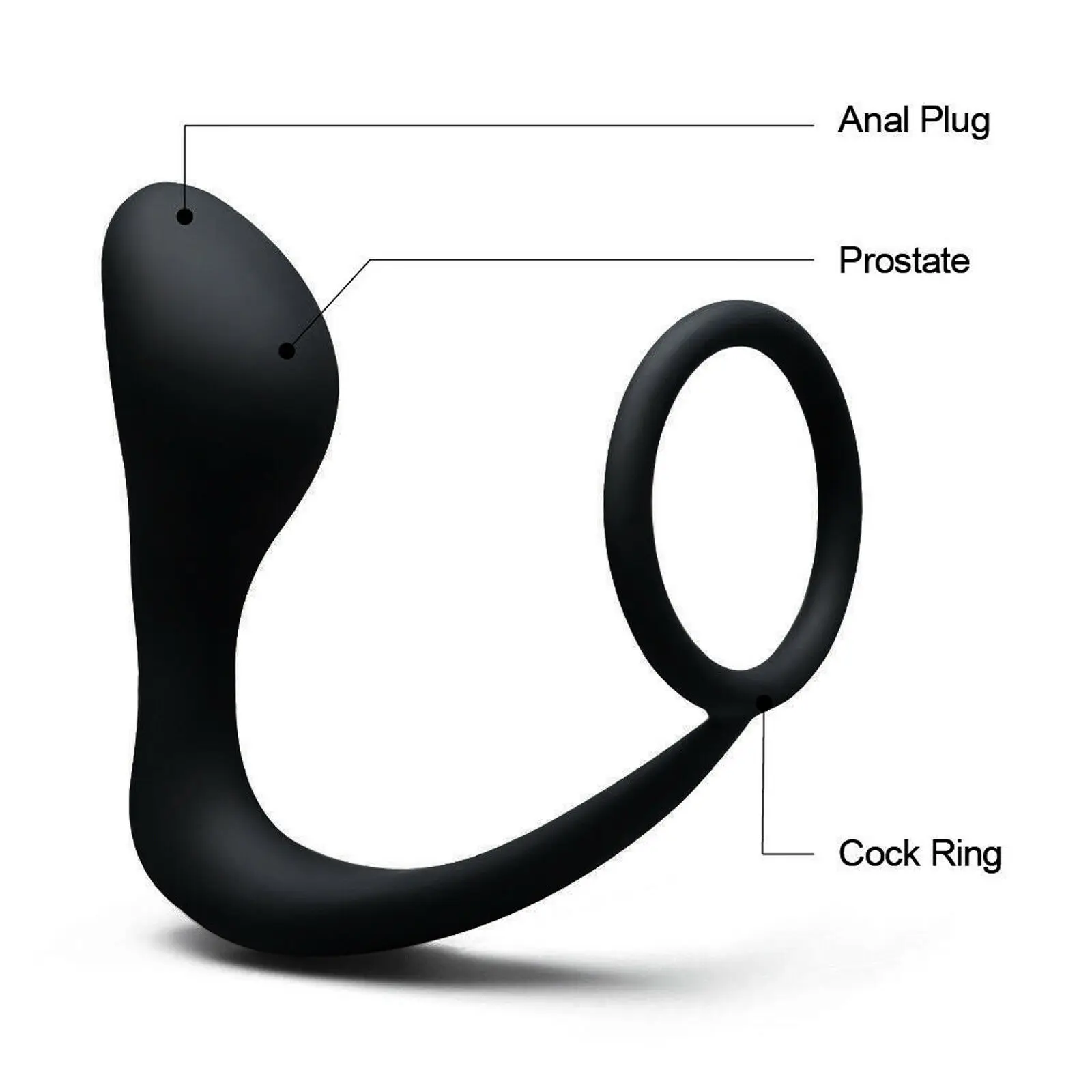 Plug anale massaggiatore prostata in silicone con anello pene_voghion.com