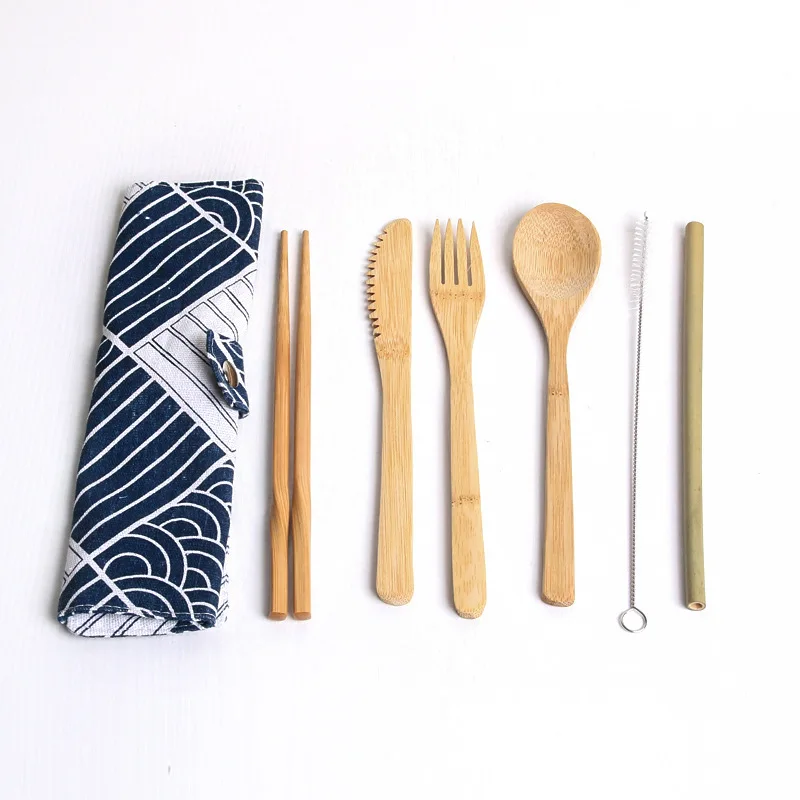 Tableware suit-4 Деревянная посуда, нож, вилка, ложка, палочки для еды и соломинка, набор, портативные многоразовые кухонные инструменты для защиты окружающей среды - Цвет: Tableware suit-4