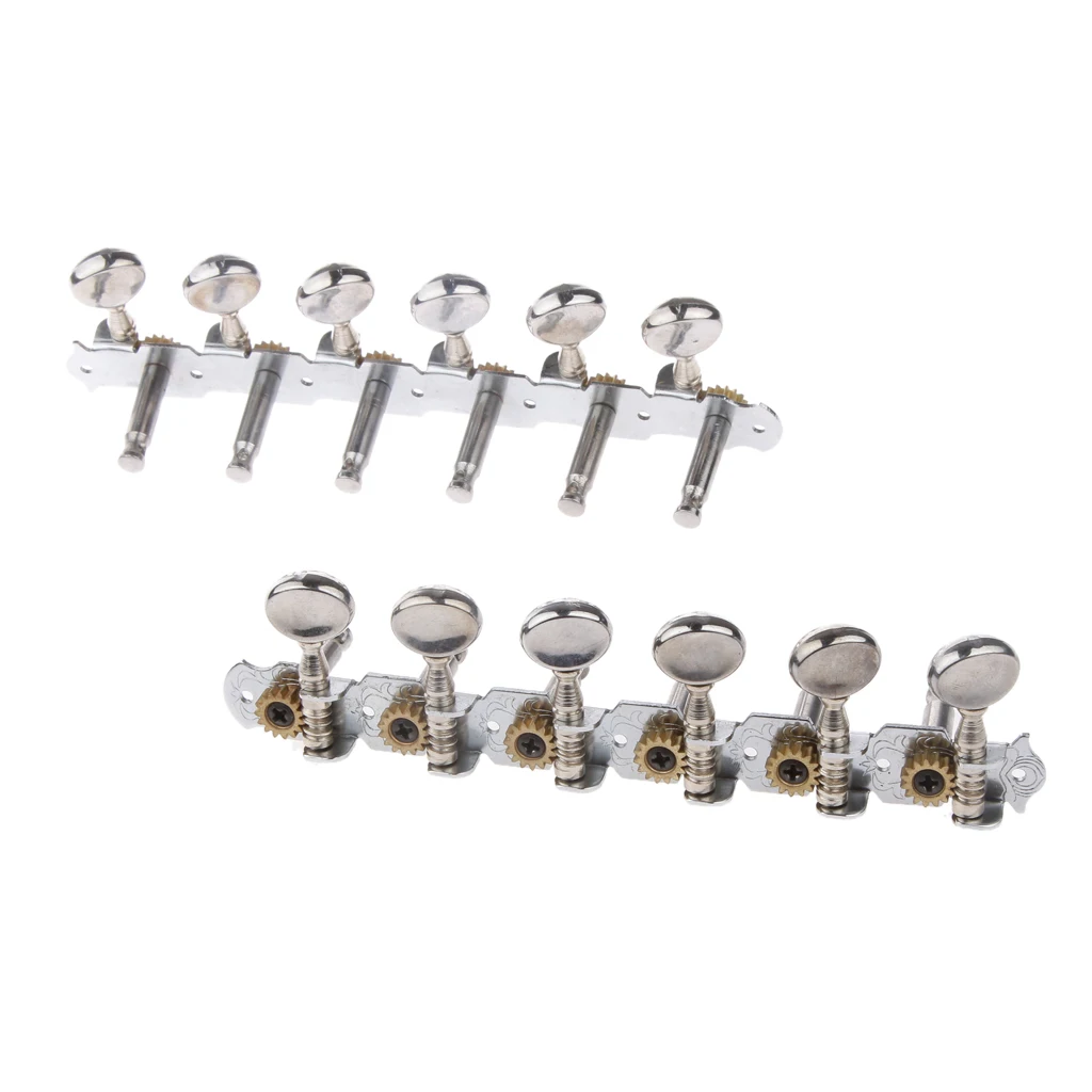 6L 6R Tuning Pegs Tuners Machine Heads for 12 String Acoustic Guitar Silver