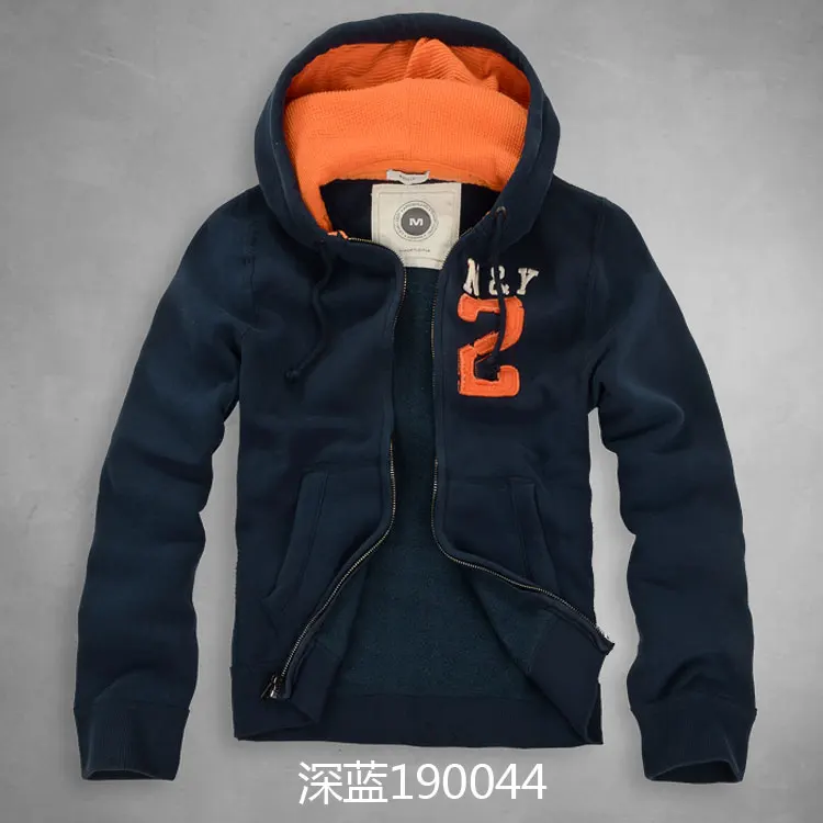 Blue 190 044 Мужская толстовка с капюшоном плюс бархат толстый флис большой zize af hollistic мужская Толстовка Куртка - Цвет: Blue 190 044
