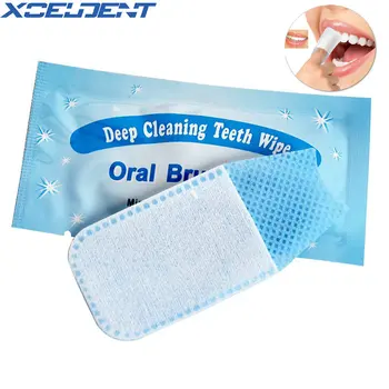 

10pcs Dental Natural Wipe Oral Brush Up Finger Deep Cleaning Wipes Oral Hygiene Teeth Whitening