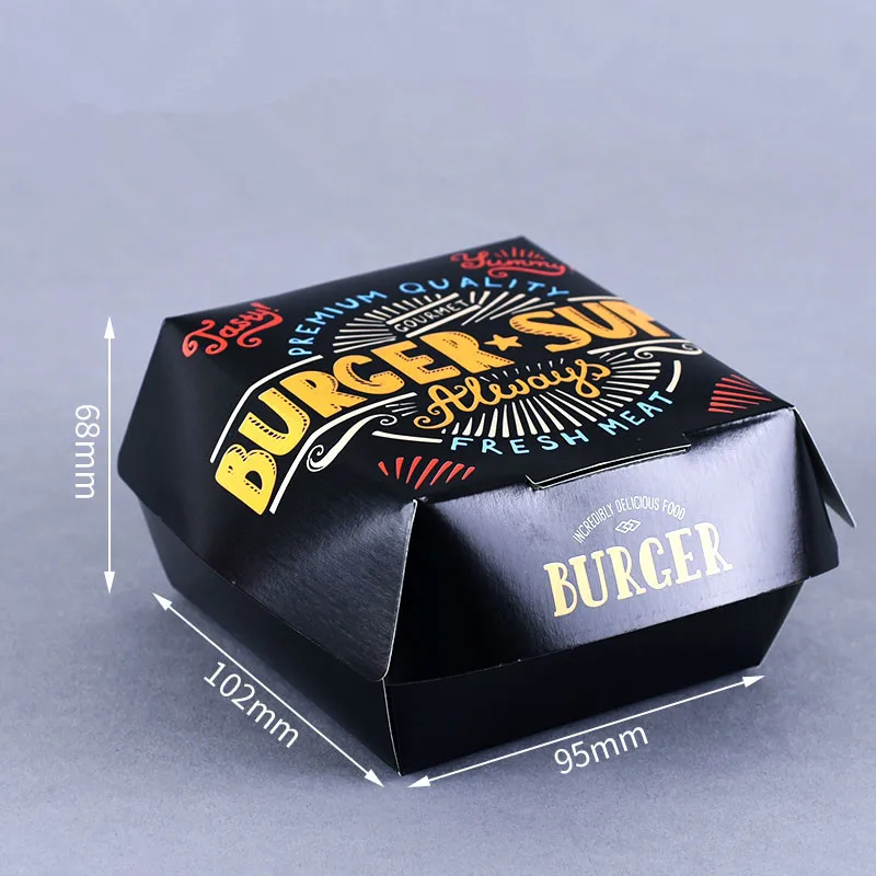 100 шт упаковочная коробка для гамбургеров, белая карточка, креативная, для выпечки, вкусного хлеба, бумажная коробка, для пикника, вечерние, для еды, одноразовая посылка - Цвет: packaging box