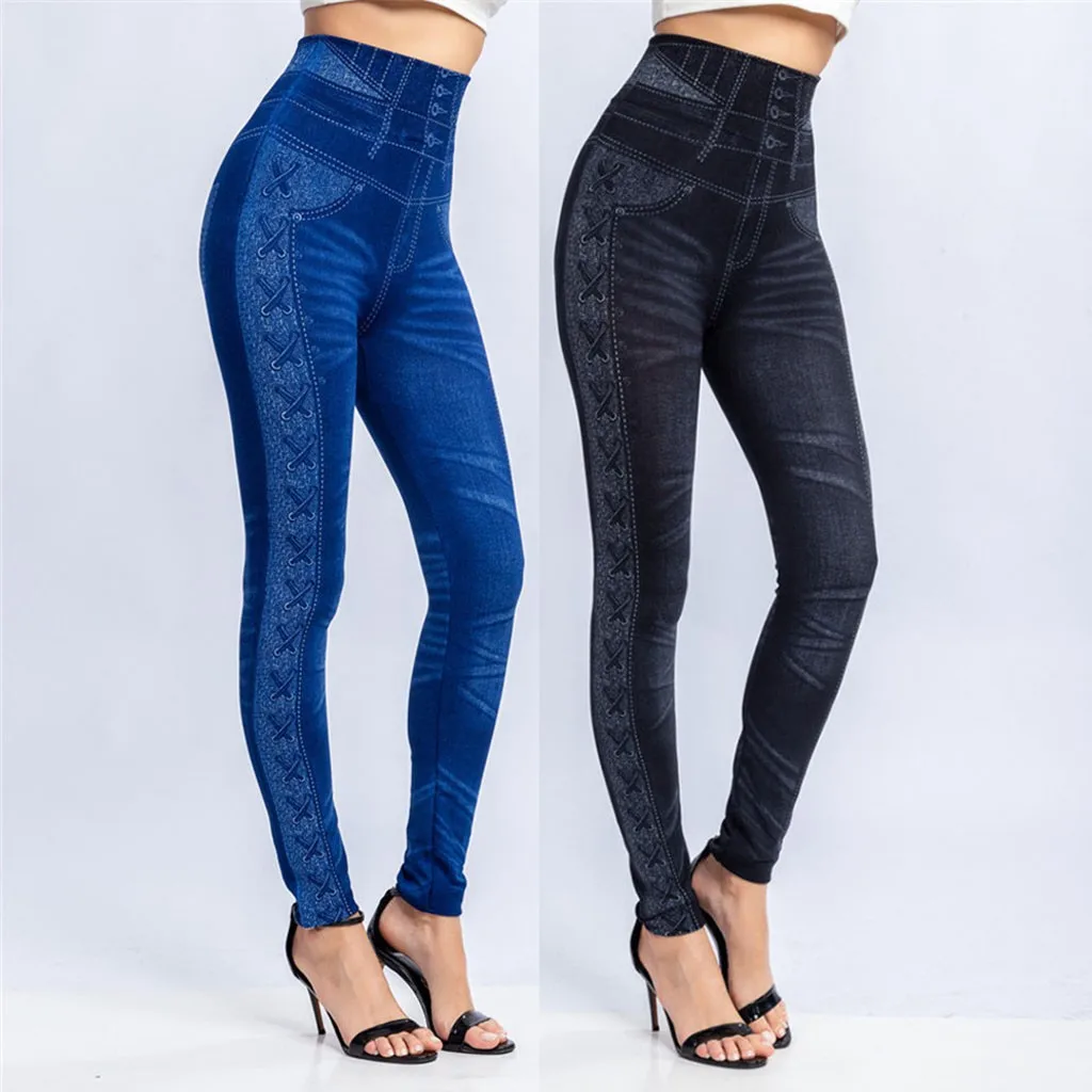 Jaycosin Newest Hot Fashion Women Stretch Jeans Pants Slim Solid Wet High Waist Trouser Pants Full Length Pants Trousers 226