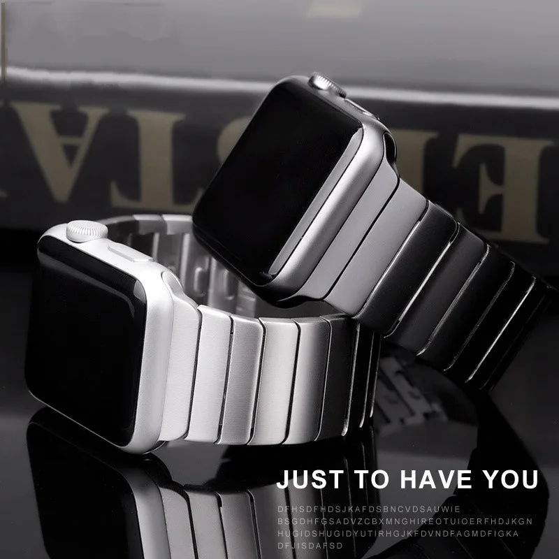 Браслет звеньевой для Apple Watch band 44 мм 40 45 41 42 38 металлический ремешок из
