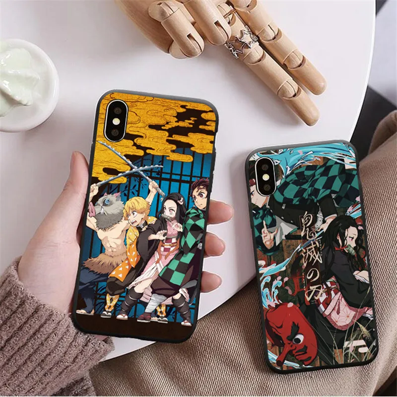 Черный силиконовый чехол для iPhone 11 pro XR XS MAX tanjiro 6S 8 7 Plus|Бамперы| |