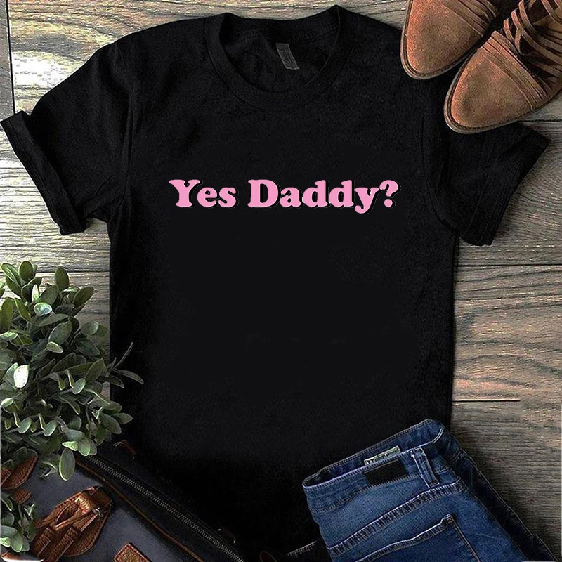 

Cotton Tee Shirt YES Daddy Satan Is My Sugar Daddy T Shirt Graphic Tees Women Short Sleeve Shirt Korean Clothes Females Tee Tops