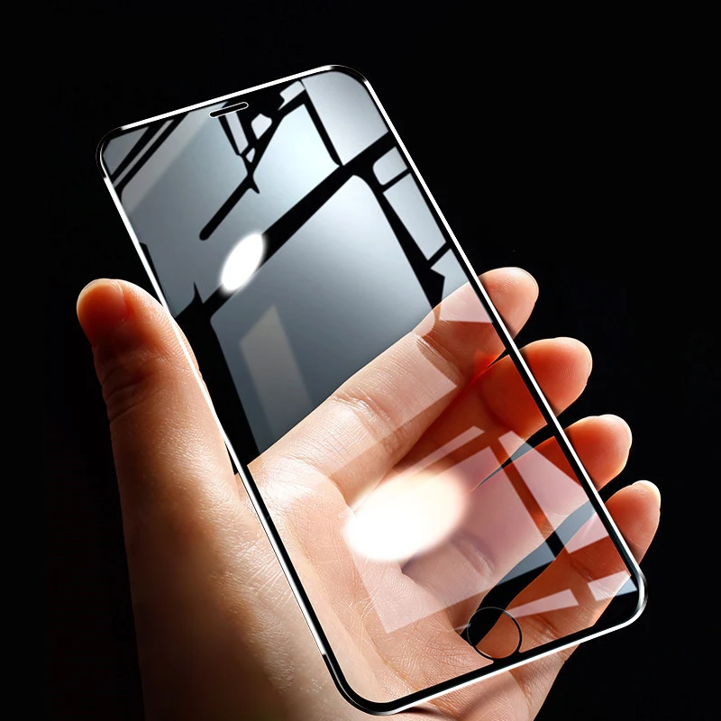 Закаленное стекло с металлическими краями для iPhone 11 Pro Xs Max X Xr 6 7 8 Plus 5 5S SE защита
