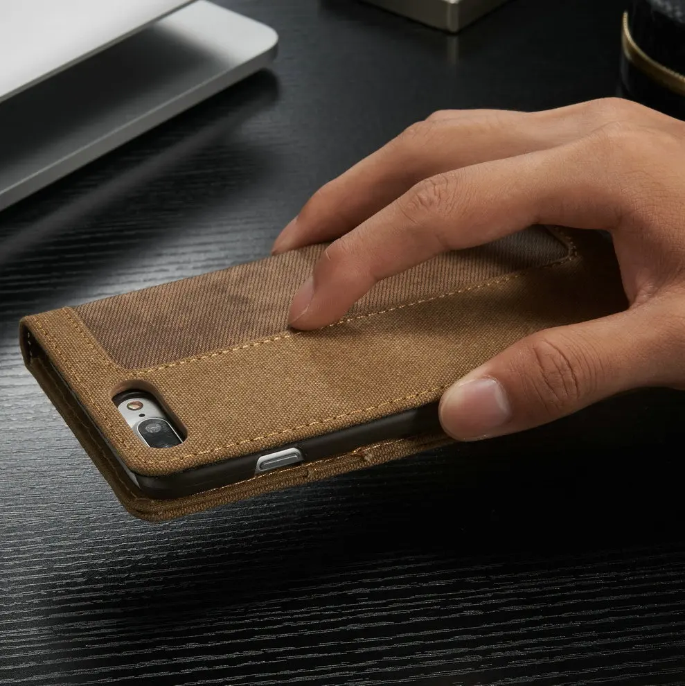 Роскошный чехол CaseMe из джинсовой ткани с откидной крышкой и бумажником для карт