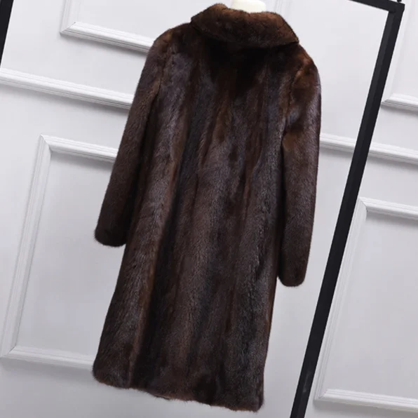 Коричневое Пальто из искусственного меха норки, новинка, большие размеры, 6XL, средней длины, зимние топы с капюшоном, женские утепленные коричневые норковые шубы, AQ360