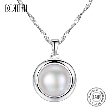 

DOTEFFIL New 925 Solid Silver Pearl Necklace Natural Freshwater Pearl Pendant Necklaces For Women Fashion Jewelry Link Lady Gift
