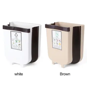 

Kitchen Folding Waste Bin Cabinet Door Hanging Trash Bin Trash Can Wall Mounted Trashcan for Bathroom Toilet Waste Storage