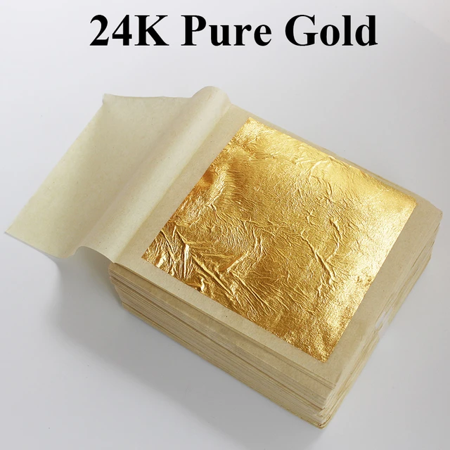 100PCS 24K Gold Leaf Edible Gold Foil Sheets for Food Cake Decoration Arts  Crafts Paper Home Real Gold Foil Gilding - AliExpress