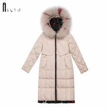 ASLTW 2 Боковая одежда зимняя куртка для женщин Новая женская парка с длинным рукавом с принтом с меховым капюшоном парка плюс бархатное теплое пальто для женщин