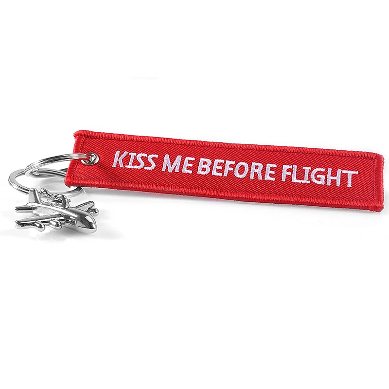 Kiss Me Before Flight Key Chain Anahtarlik Label Embroidery Keychain with Metal Plane Key Chain for Aviation Gifts Car Keychains (5)