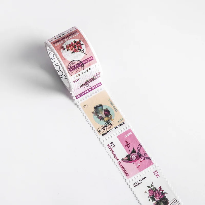 1 Roll Washi Tape Creative Vintage Stamp DIY Scrapbooking Album Diary Adhesive Japanese Kawaii Masking Tapes Label Sticker - Цвет: B