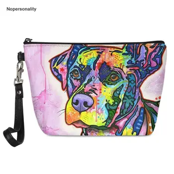 

Art Painting Dog Cat Print Make Up Bags for Ladies Small Girls Women Portable Travel Make Up Pouch Leather Makeup Bags