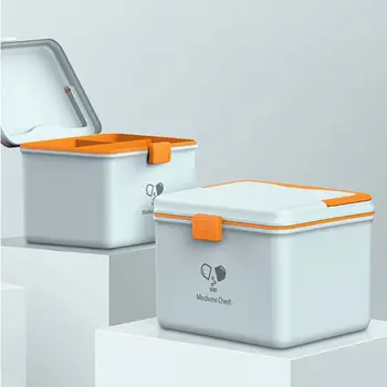 

Double Layer Medicine Chest Cabinet Embedded Handle Health Box Home Drug Holder