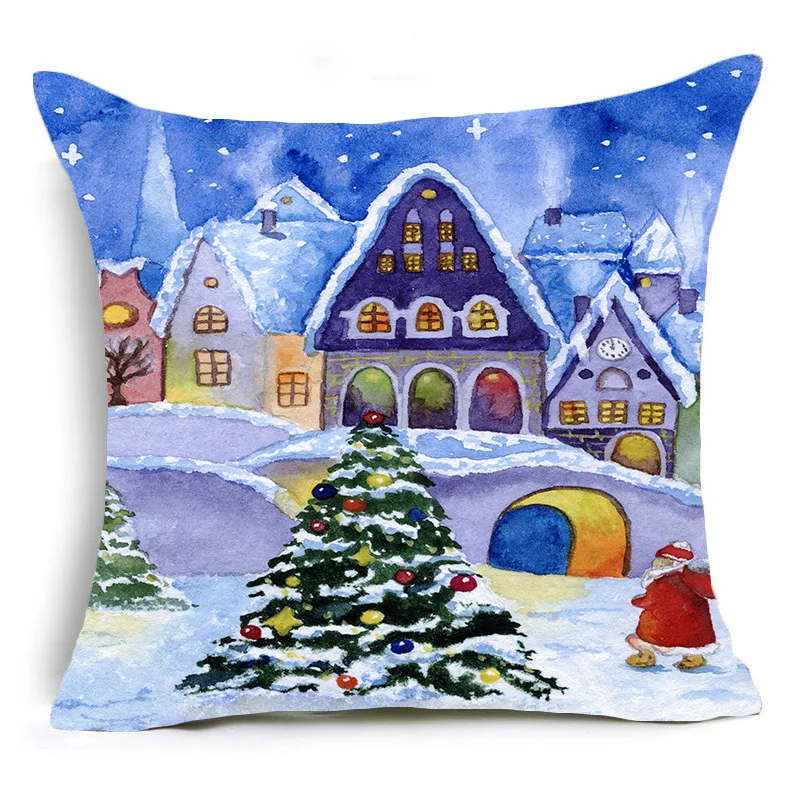 Чехол для подушки с рождественским снежным домиком, украшение для дома, рождественские подарки, наволочка для подушки 45*45 см - Цвет: W1-5