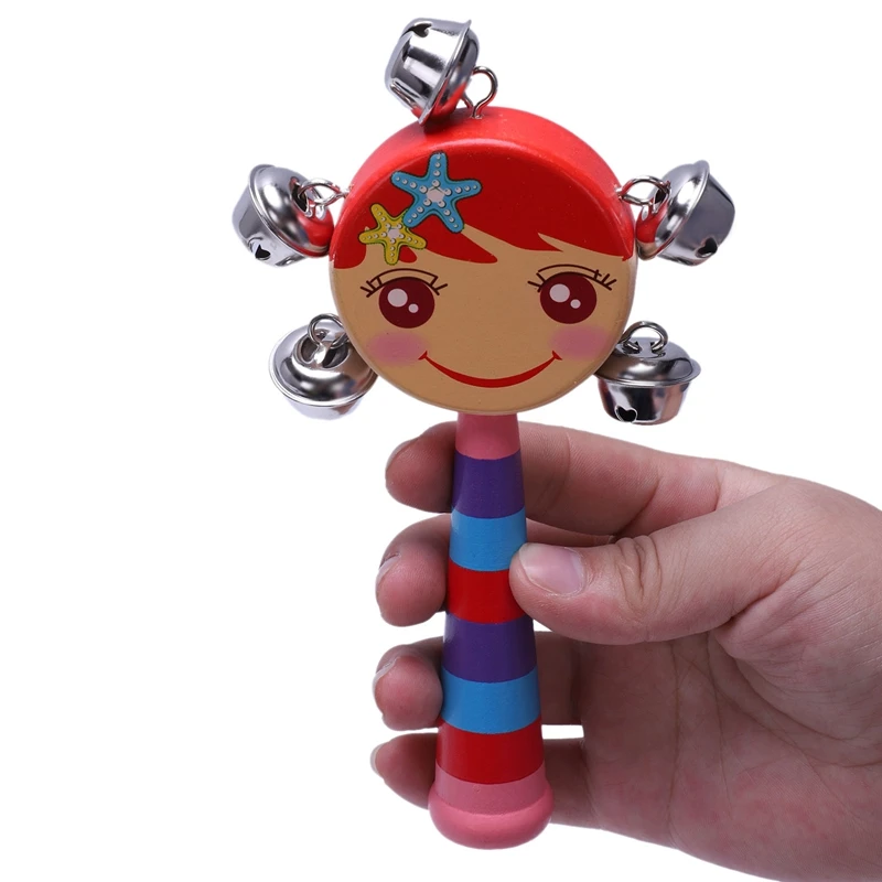 1 шт. Детские радужные деревянные ручки колокольчик Jingle stick шейкер погремушка игрушки