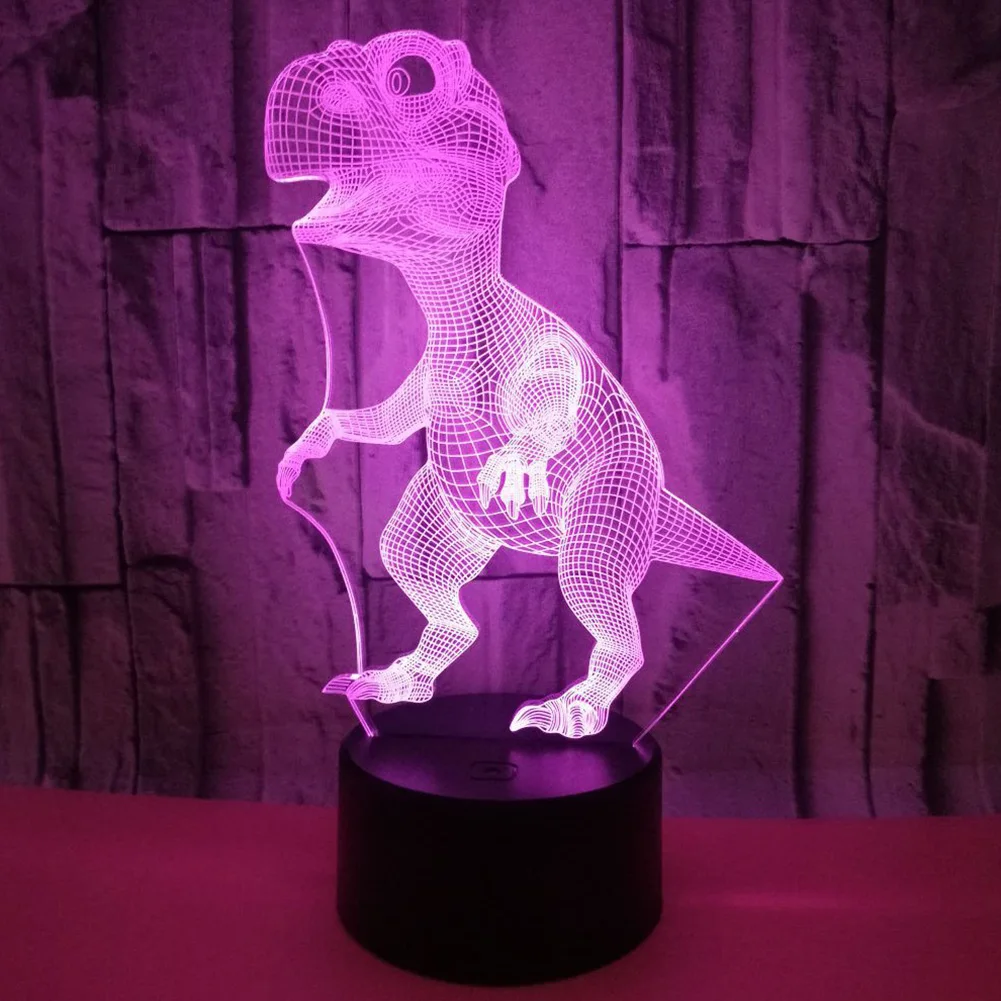 Спальня USB Powered Home Touch управление 3D иллюзия день рождения Ночник светильник для детей декоративные в форме динозавра подарки вечерние Led 7 цветов