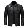 Мужская мотоциклетная кожаная куртка большого размера с карманами, черная приталенная куртка из искусственной кожи на молнии с лацканами, весна-осень 1