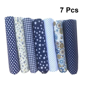 

7PCS Small Floral Cotton Fabrics Handmade Dark Blue Series DIY Hand Material Cloth Group for Sewing Bags Patchwork