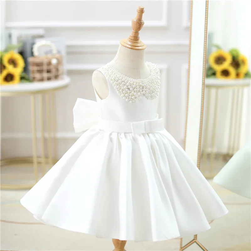 Infant Baby Flower Girl Dress Christening Gowns White Lace Newborn Baby