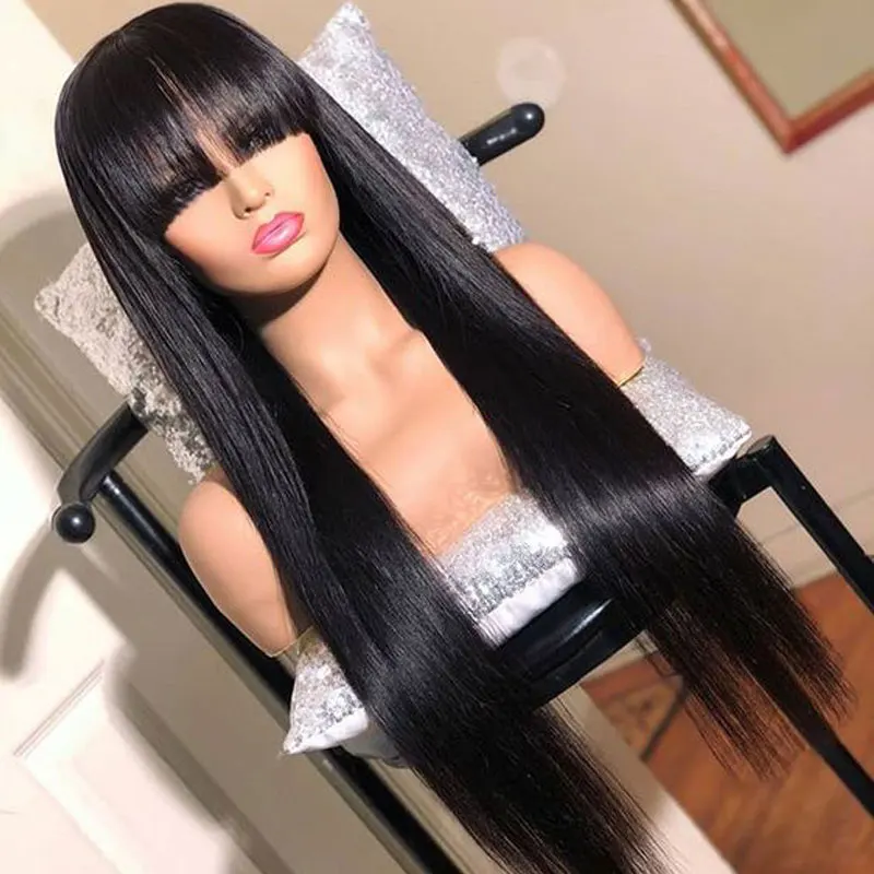 Best Price Wigs Bangs Human-Hair Short Bob Full-Machine Straight Brazilian with 150-% Remy-Bob 10-28inch 1gNWb9jELgD