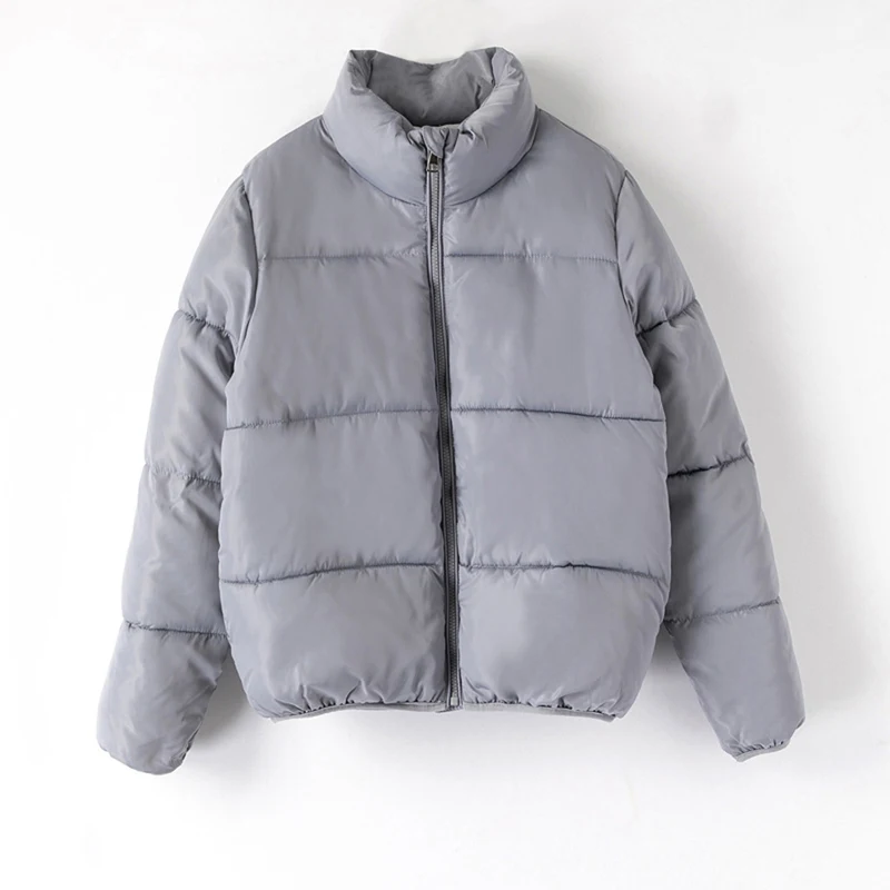 gray Sfit, Женское пальто-пузырь, одноцветная, стандартный воротник, негабаритный, короткая куртка, зима, осень, Женская куртка-пуховик, парки, Mujer, мода - Цвет: gray