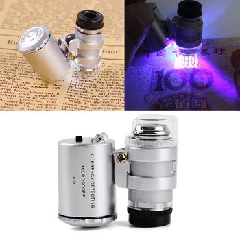

PINTUDY 60X Magnifying Loupe Jewelry Jewelers Pocket Magnifier Loop Eye Coins Led Light Optical Instruments Microscopes 2019 New