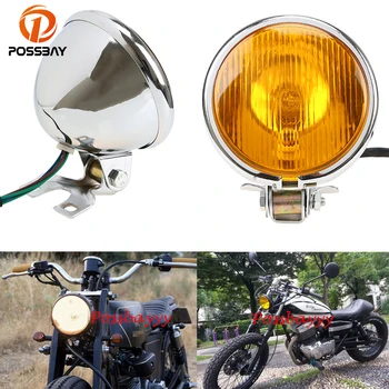 

POSSBAY 5.1" Retro Yellow Lens Motorcycle Headlight High/Low Beam Cafe Racer For Suzuki Harley Bobber Honda dio Yamaha r1 Custom