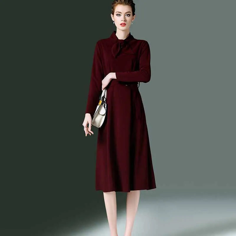 

2019 New Style WOMEN'S Dress Elegant Skirt Autumn Clothing Slim Fit Slimming France Non-mainstream Retro Medium-length Dress