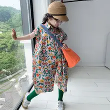 Новинка года; ; комбинезоны с принтом для девочек; модные летние штаны для девочек; 3-8 лет; C413