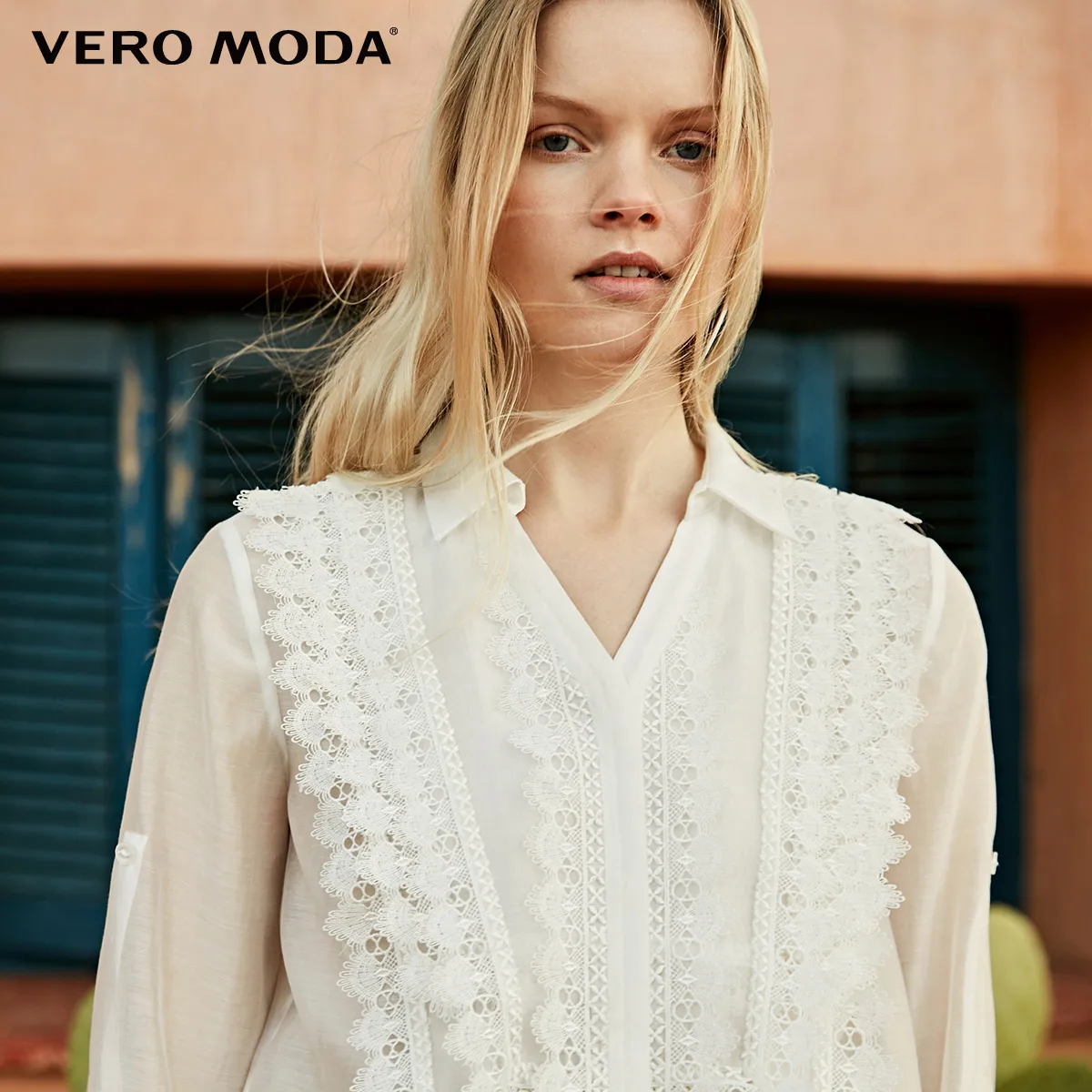 Женская кружевная рубашка с отложным воротником и рукавами 3/4 Vero Moda |