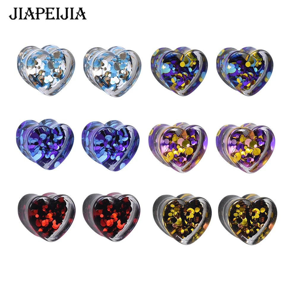 Buy 2Pcs Multicolor Metal Sequins Acrylic Ear Plugs Tunnels Ear