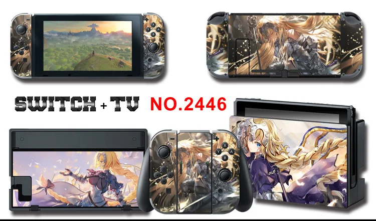 1set New Cute Anime Full Body Sticker for NS Switch Protective Cover Skin Colorful Art for Game Console Joy-Con Controller Decor