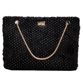 

Fashion Designer Women Velour Handbags Large Capacity Casual Female Messenger Tote Bags High Quality Chain Ladies Shoulder Bag