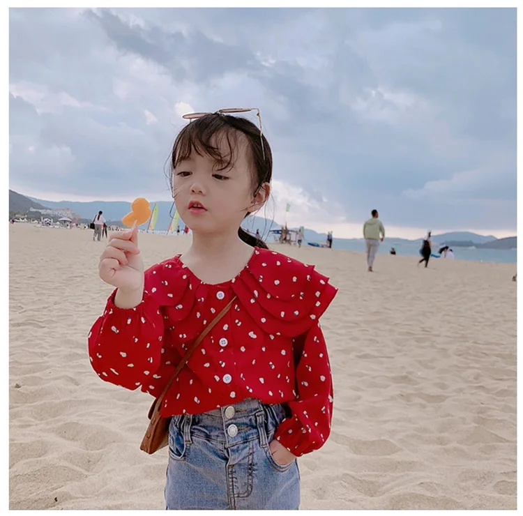 

Activity-GIRL'S Shirt 2019 Autumn Children Western Style Chiffon Tops Korean-style Large Lapel GIRL'S Shirt Three-Year-Old
