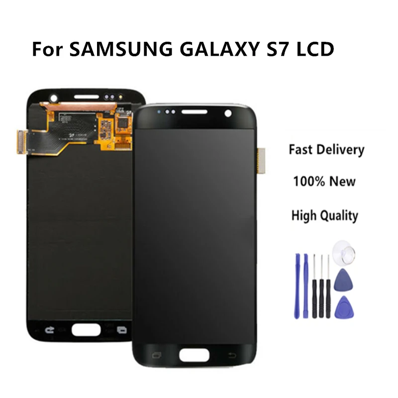 

Top quality For SAMSUNG Galaxy S7 G930F Original LCD Display Digitizer Touch Screen Lightness Adjustable + Tools No Frame