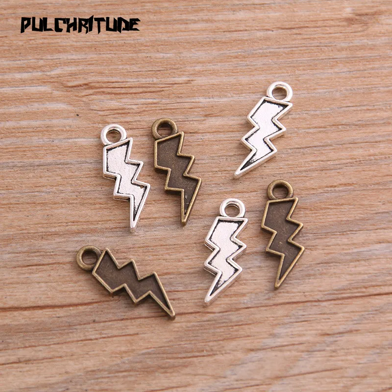 

30pcs 8*20mm Two Color Metal Zinc Alloy Lightning Charms Fit Jewelry Medical Plant Pendant Charms Makings