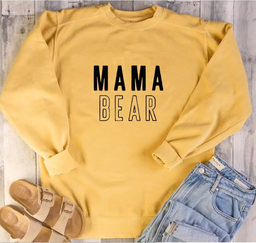 Mama Bear толстовка подарок для мамы Mommy Life толстовки с длинными рукавами Повседневные хлопковые Модные женские топы свитера большого размера Прямая поставка